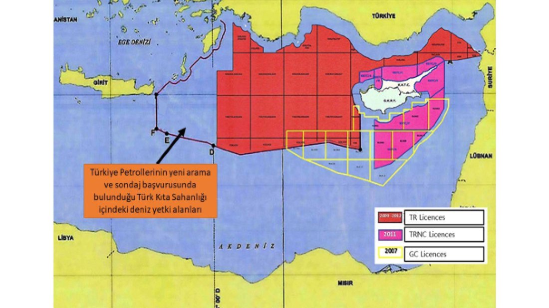 Doğu Akdeniz'de yeni ruhsat başvurusu yapılan sahalar